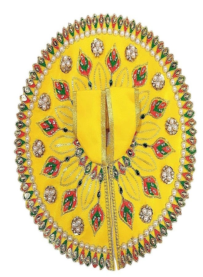 Partish Laddu Gopal Heavy Dress Size 3 with Pagdi, Mala and Bansuri l Ladoo Gopal Dress l Kanha Ji Dress |Thakur Ji Bal Gopal Poshak Size 0 1 2 4 5 6 (D.Yellow) - Image 3